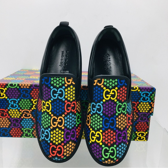 Gucci GG Supreme Slip- On Psychedelic-Black / Multi Color- 610080- H2010- 1101 - Picture 4 of 11
